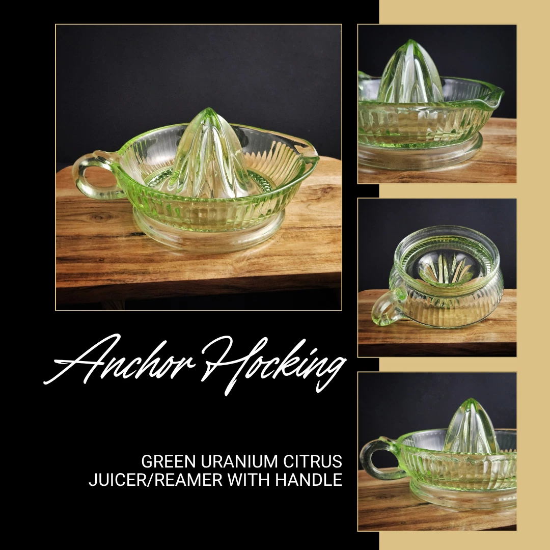 Vintage Vaseline Uranium Green Depression Glass Citrus Juicer Reamer 8 1/2”