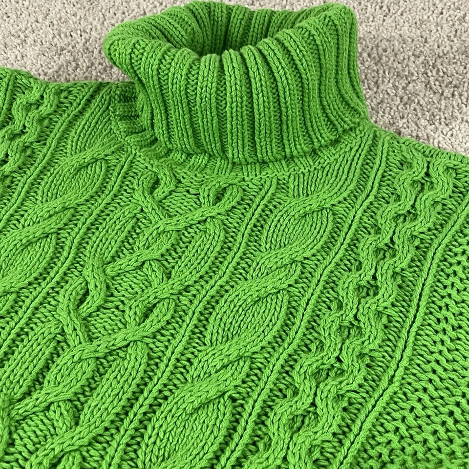 Suéter Ralph Lauren Para Mujer XL Grueso Cable Pescador Cuello Alto Grueso T241 Foto 2 de 4