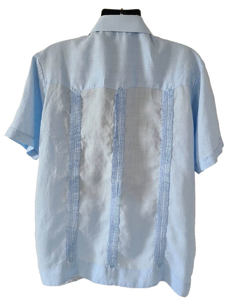 MOJITO COLLECTION Mens Linen Guayabera Shirt SIZE 2X Short Sleeve Light Blue - Image 3 of 4