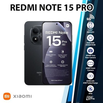 Xiaomi Redmi Note 15Pro Android Cell Phone (8GB+256GB/BLACK/Dual SIM/Unlocked)