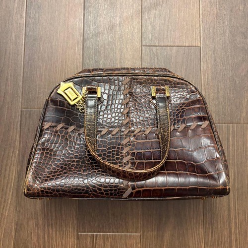 YSL Saint Laurent Croc Embossed Leather Handbag Used vintage