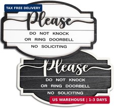 No Soliciting Sign for House Do Not Knock or Ring Doorbell Sign, Premium Wood No