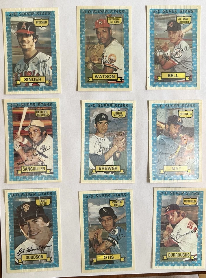 Juego completo de 54 superestrellas 3D de béisbol Kelloggs 1974 - acabado 3D agrietado Foto 2 de 4