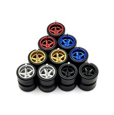 5x Sets Mix Advan V2 13/13mm DEEP DISH Wheels Rubber Tires for 1/64 Scale Cars