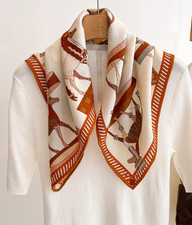 70 Cashmere 30 Silk Shawl Neckerchief Scarf 26'' Bandana horse Print Wrap new