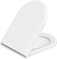 D Shaped Toilet Seat White Soft Close Quick Release Top Fix Adjustable Hinges