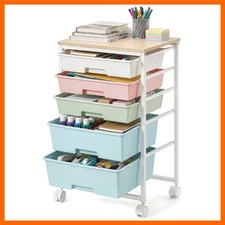 Rolling Cart with Drawers,5 Drawers Storage Cart, Multicolor