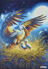 Bead Embroidery Kit Stork Family DIY Beaded Stitching Bead Needlework bs-2135