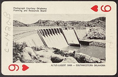 Oklahoma Altus Lugert Dam Vintage Single Swap Playing Card 9 Hearts