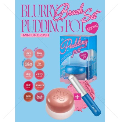 FWEE Lip & Cheek Blurry Pudding Pot + Mini Brush Limited Set 10colors K-Beauty