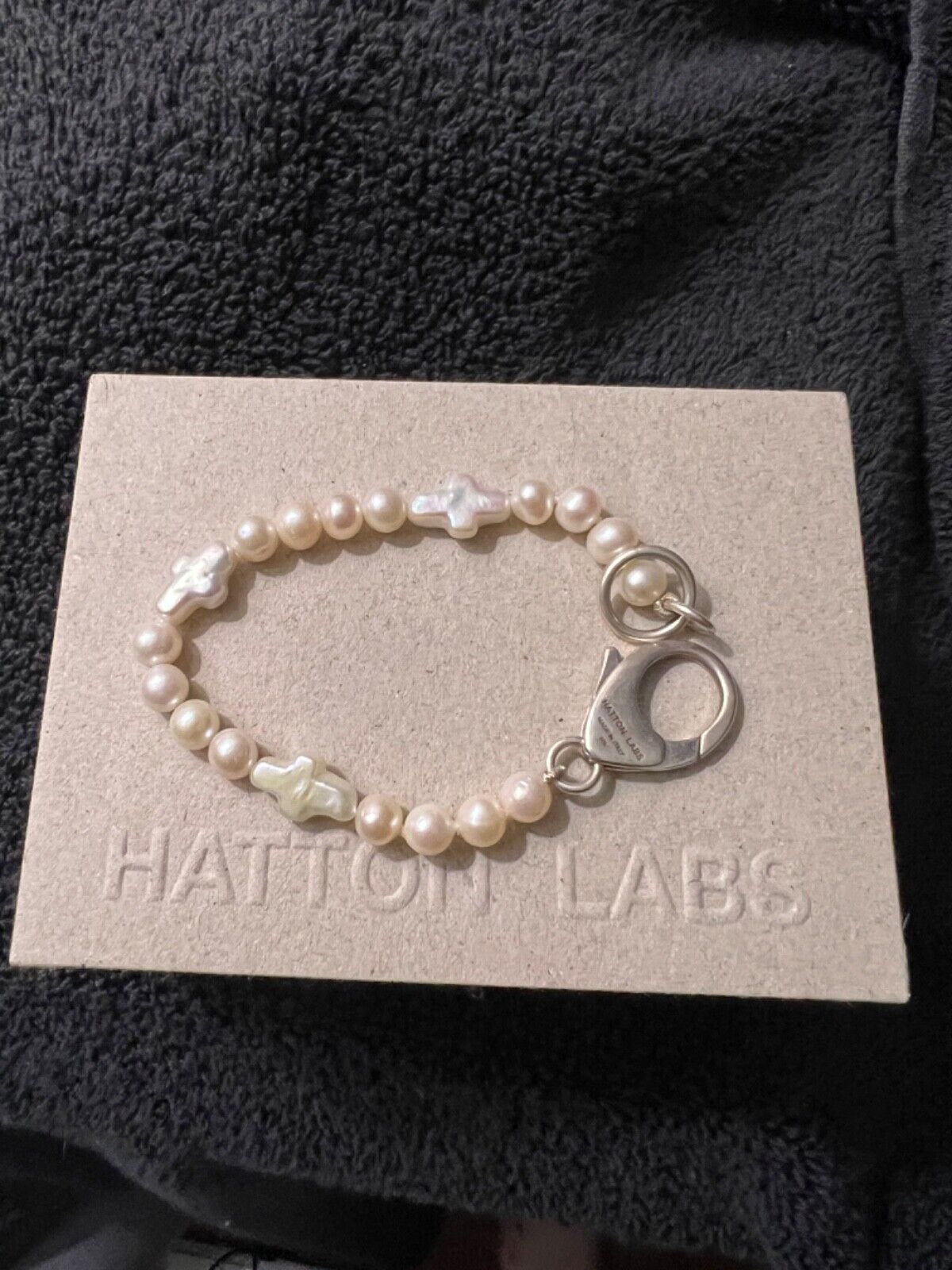 Hatton Labs Cross Pearl Bracelet 7.5 - image 1