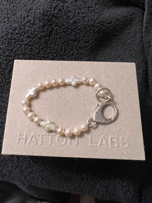 Hatton Labs Cross Pearl Bracelet 7.5