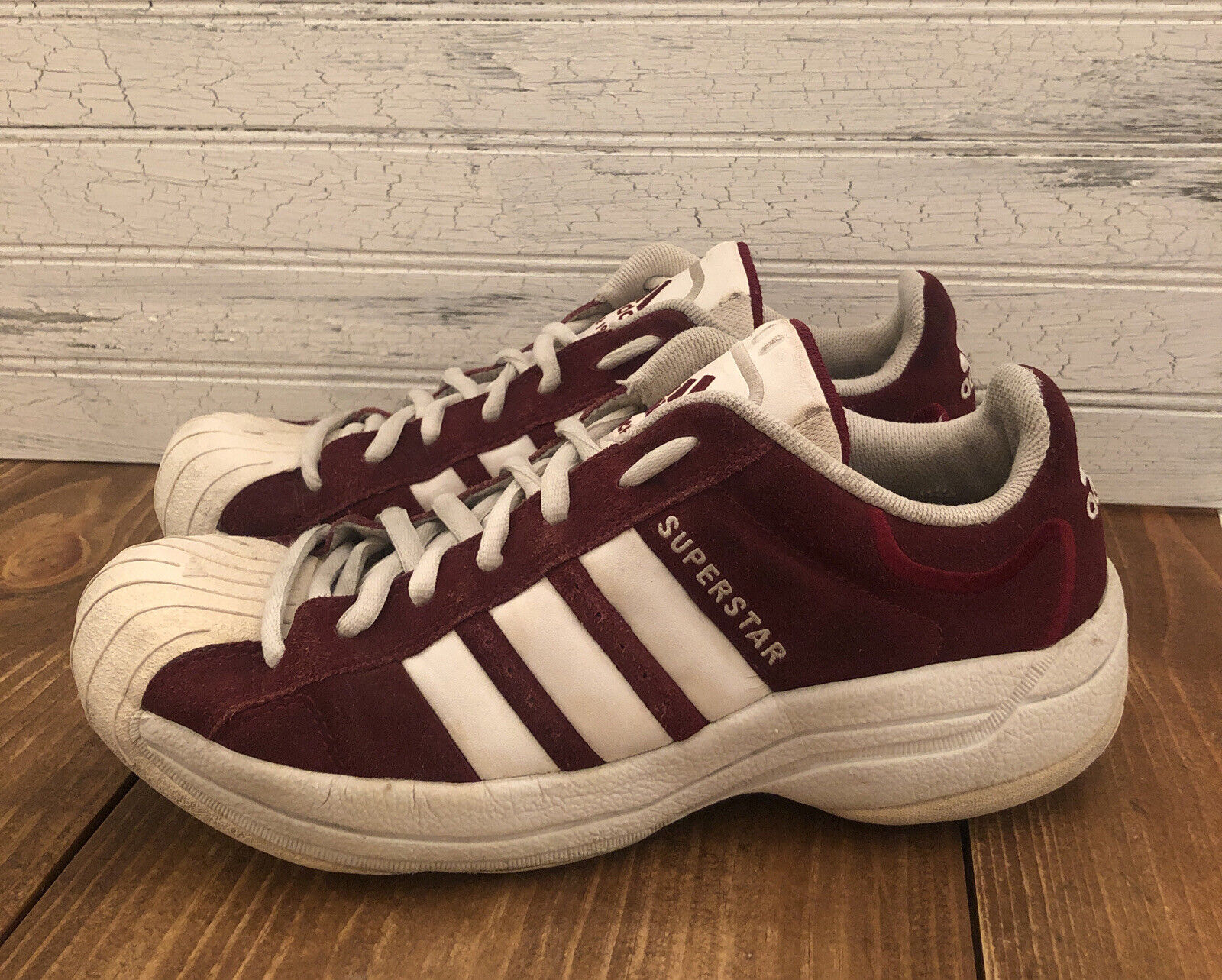 Verrast Handelsmerk Slaapzaal Vtg 90s Adidas Superstar 2g Maroon Suede Shell Toe Shoes Size 9.5 Men's GUC  | eBay