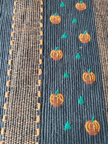 Halloween Pumpkin Placemats Set of Ten Black Orange Cotton India Textured EUC - Picture 9 of 12