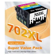 4PK For Epson 702XL Ink Cartridge T702 For Workforce Pro WF-3730 WF-3733 WF-3720