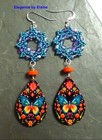 Colorful Butterflies on Black Earrings, Handmade, Woven, Bold Womens earring — photo 1