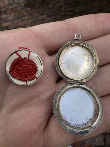 Seltenes Vintage 800 silber vergoldetes Reliquium Relikt S. ANNAE MATR rotes Wachsmedaillon - Bild 4 von 9
