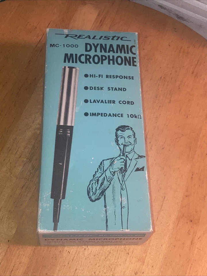 Vintage 1975 NOS Realistic MC-1000 Black Gray Hi-Fi Response Dynamic Microphone - Image 2 of 4