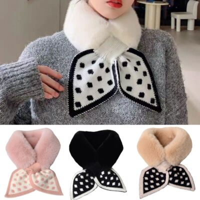 Thicken Shawl Windproof Neckerchief Plush Scarfs Warm Bib Cross Scarf  UK