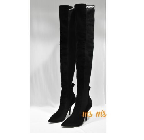 Auth FENDI Women's Rockoko Tall Sock Boots Zucca Knit Auth FENDI Women's Rockoko Tall Sock Boots Zucca Knit