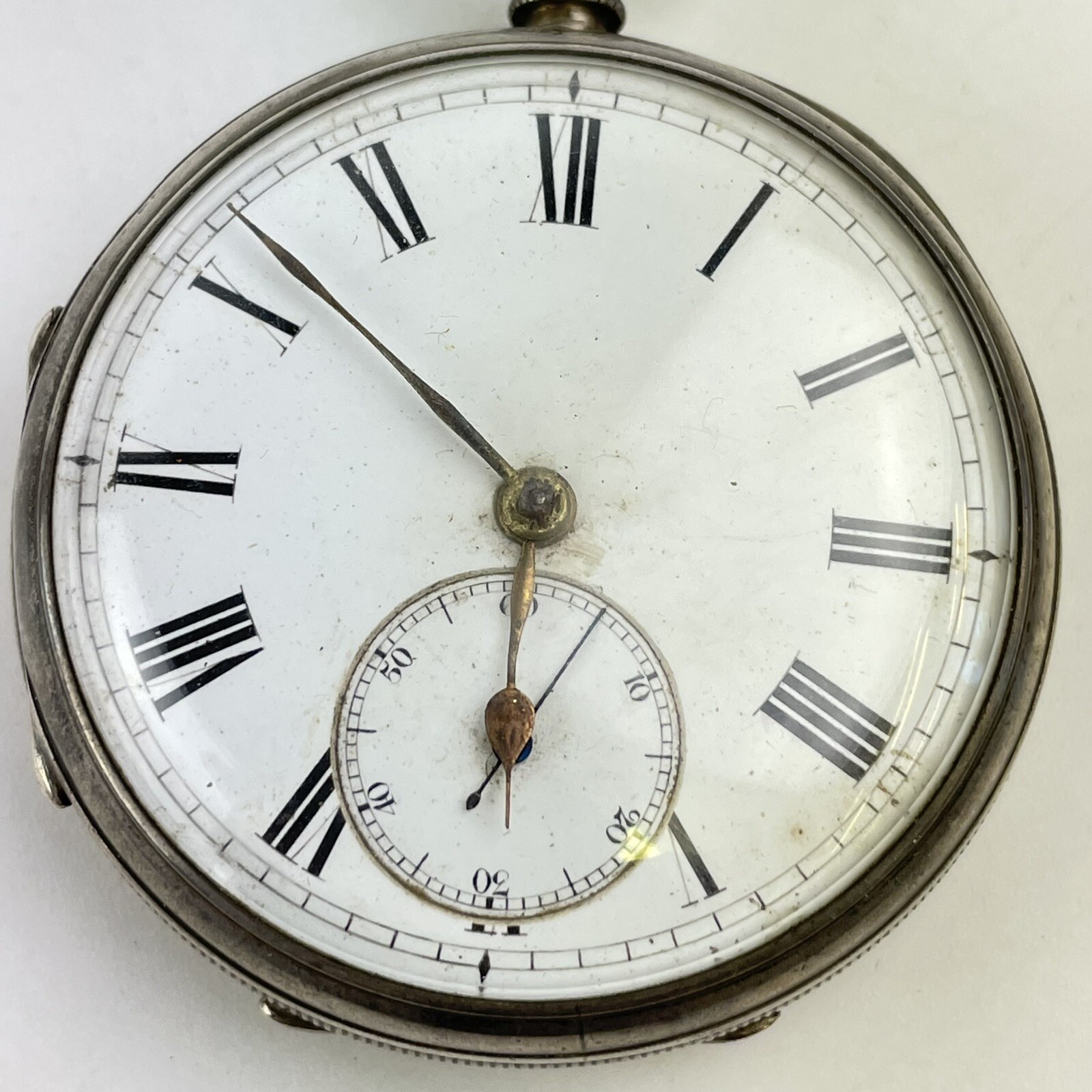 Antique Solid Silver Cased Open Faced Pocket Watc… - image 2