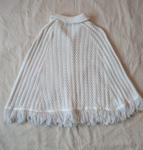 Americana Knitting Mills VTG 60s Women's Cream Cable Knit Button Up Shawl Parka - Picture 6 of 8