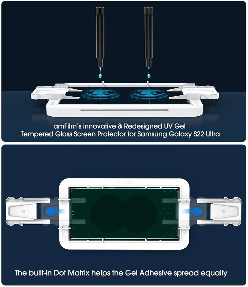 (2pack) amFilm Samsung Galaxy 22 Ultra 3D Curved Tempered Glass Screen Protector - Image 4 of 4