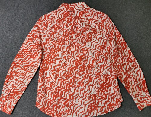Tyler Boe Women's Orange & White Geometric Button Shirt Blouse Roll Tab Sz: 10 - Picture 7 of 9