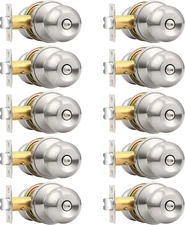 Probrico Bedroom Bathroom Door Knobs Brushed Nickel Door Handles, Interior Door