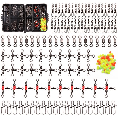 Fishing Swivels Snaps Kit Rolling Barrel Swivel Lure Connector Tackle Box 1#-10# - Picture 41 of 48