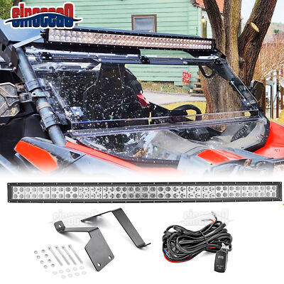 Roof 42'' Curved LED Light Bar Mounts Wire For Can-Am Maverick X3 X R RS DS Max