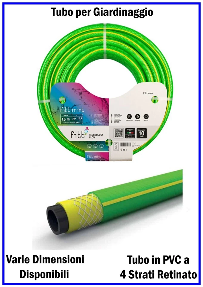 Tubo per Irrigazione Acqua Giardino Gomma a 4 Strati da Giardinaggio 1/2 - 3/4 - Immagine 2 di 4