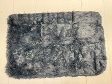 Sunheir Gray Faux Fur Rectangle Dog Bed Cover Textured Zipper Bottom