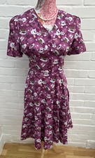 Lindy Bop Tea & Biscuits Pink Dress UK 10 Kittens Fit Flare Party Occasion 40’s