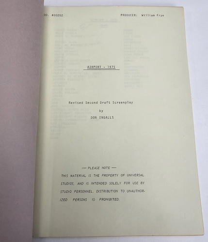 AIRPORT 1975 / Don Ingalls 1974 Screenplay, air disaster film sequel - Picture 3 of 13