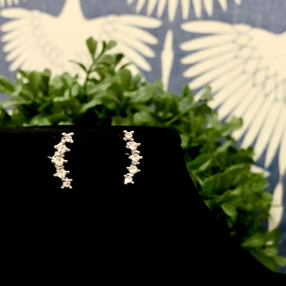 Banana Republ Women's Crystal Feather Crawler Stud Earrings NWT 39.99 - Image 3 of 4