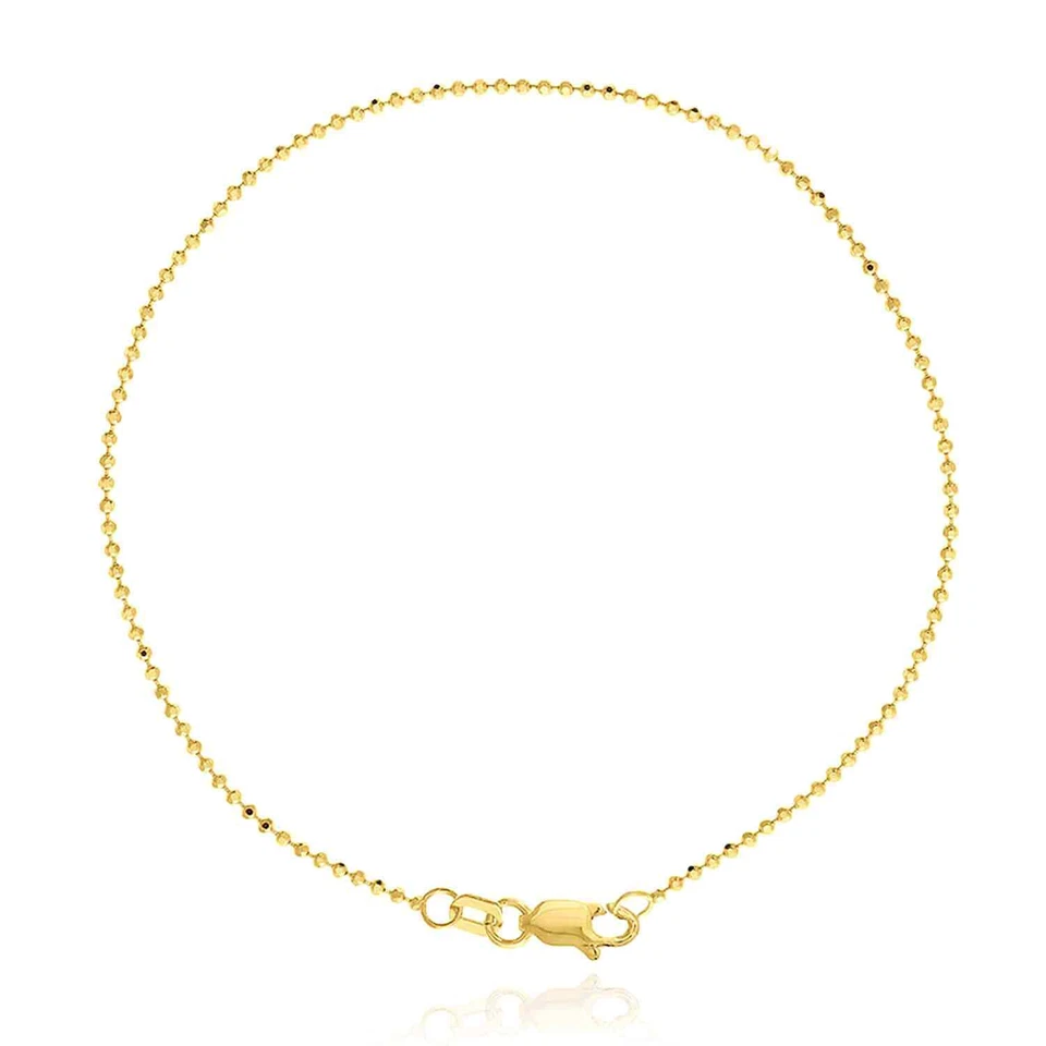 14K Yellow/White/Rose Gold 1.15mm Diamond-Cut Beaded Bracelet (Hollow) 7.25" - Image 4 of 4