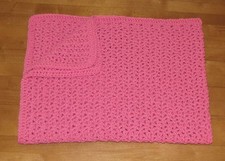 New Handmade Hot Pink Crochet Baby Blanket Afghan