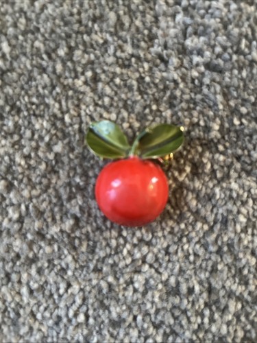 Original By Robert Apple Fruit Brooch Pin Fire Engine Red
