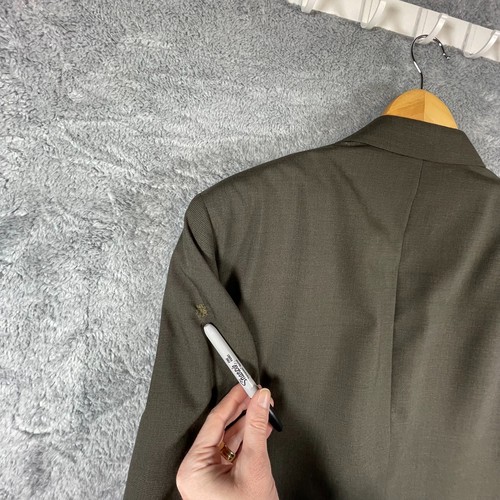 Kenneth Cole Blazer Mens 40S Olive Green Wool Suit Sport Coat 2 Button Jacket - Picture 16 of 19