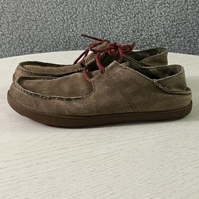 Olukai Shoes Mens 8.5 Brown Suede Leather Ohana Moc Toe Wallabee Vibe Sneakers