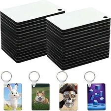 30 Pcs Sublimation Keychain Blanks Double Side Heat Press Printing Craft with 30