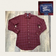 Vintage Burberry Burberrys Cotton  Wool Classic Plaid Shirt USA Made Small