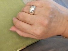 Vintage Chunky Solid Silver Dome Ring. Sz P.