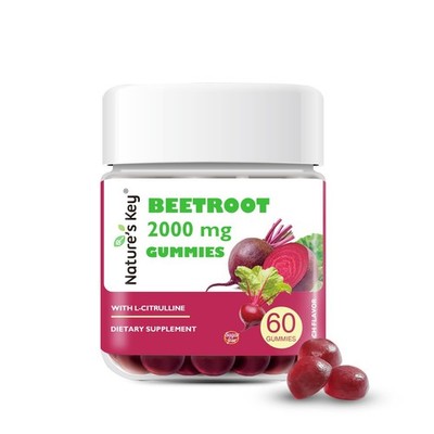 Nature's Key Beetroot Gummies Sugar Free Energy Booster 60Ct