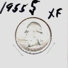 1955s Washington silver quarter extra fine