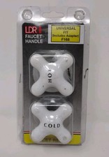 LDR NOS White Cross Faucet Handles HOT/COLD Pair Universal Fit With Adapter F168