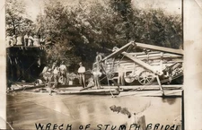 Steam Tractor & Thresher Fell Through Bridge BUFFALO MN RPPC Photo Postcard COPY