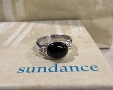 Sundance Catalog Sterling Silver Black Onyx Oval Cabochon Stone Ring Size 7