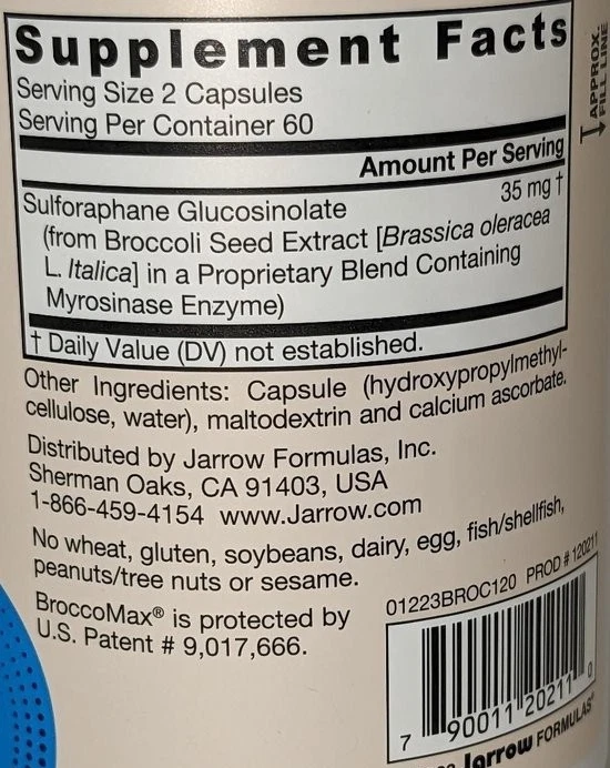 Jarrow Formulas Broccomax Suplementos Nutricionales, Ayuda en la Replicación Celular a Foto 3 de 3